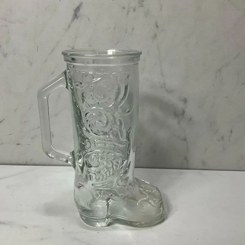 VINTAGE Cowboy Boot Glass Mug